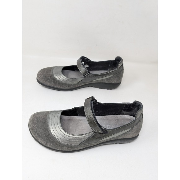 Naot Womens Sz 7/7.5 EU 38 Gray Suede Leather Kirei Mary Jane Shoes Comfort - Picture 4 of 7